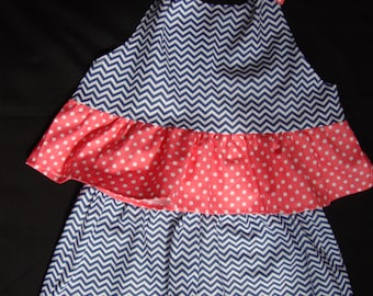 Chicas verano Chevron Ruffled Halter Top y pantalones cortos de traje (tama&ntilde;o 2, 3, 4, 5, 6, 7, 8) con la opci&oacute;n para personalizar