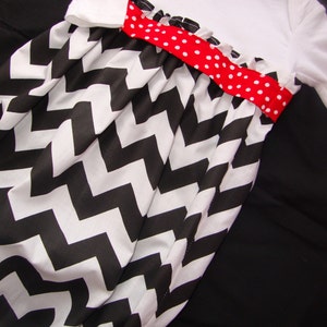 Newborn/ Infant Chevron Take Me Home Gown with Matching Headband in Black and Red image 5
