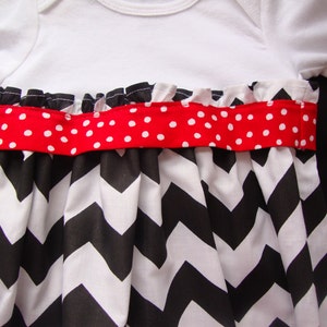 Newborn/ Infant Chevron Take Me Home Gown with Matching Headband in Black and Red image 4