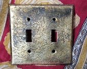 Vintage Speckle Brass Double Light Switch Cover