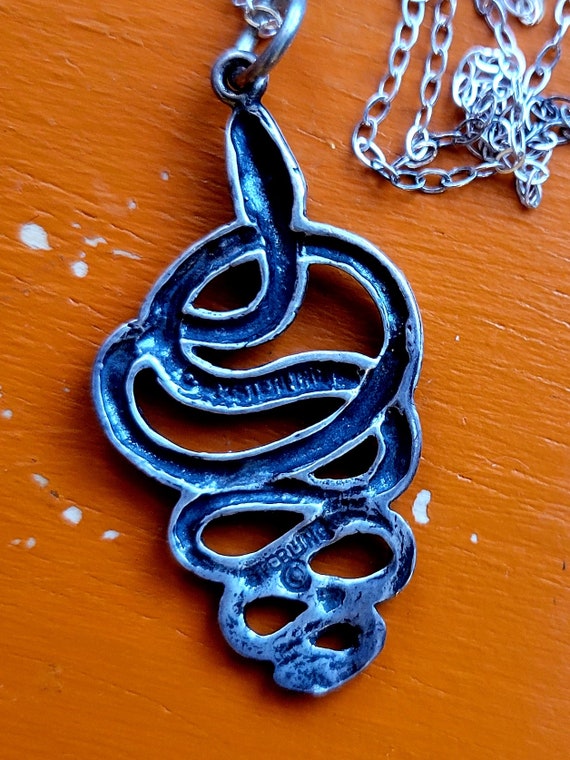 1980's Sterling Silver Snake Necklace - image 3