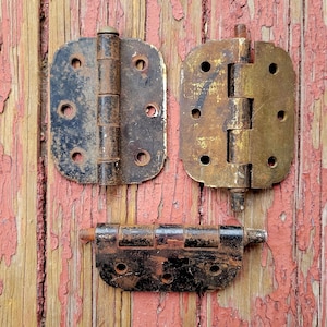 Three Antique Metal Door Hinges