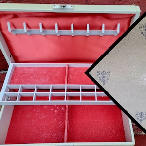 Vintage White and Pink Farrington Jewelry Box for Dresser
