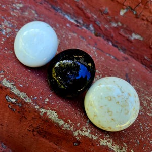 3 Vintage Porcelain Door Knobs with Metal Bases