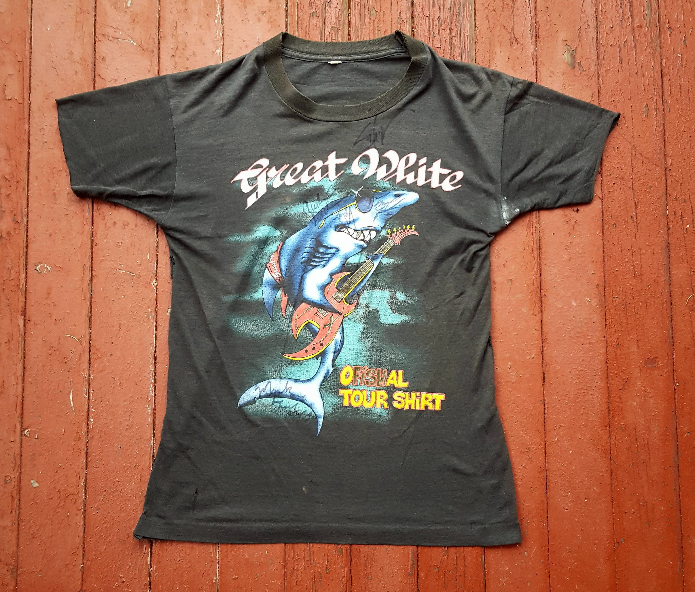 SIGNED Great White Bite Back Tour T Shirt 1987 | Etsy