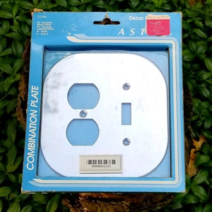 NOS Vintage Astra Chrome Light Switch Plate / Outlet Cover
