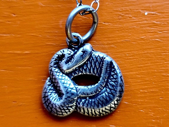 1980's Sterling Silver Snake Necklace - image 1