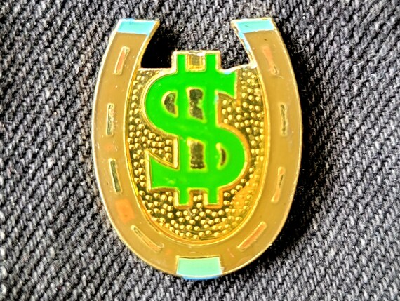 70's Horseshoe / Gambling Good Luck Lapel Pin - image 1