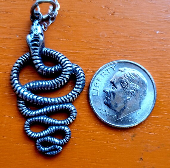 1980's Sterling Silver Snake Necklace - image 2