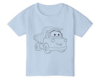 Camiseta infantil con camión volquete sonriente / Camiseta de camión de construcción para niños