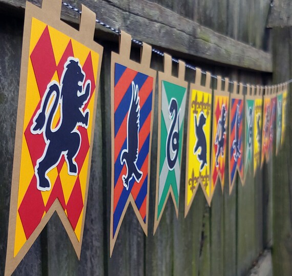 Wizarding Triple School Houses Home Decor Banner Etsy