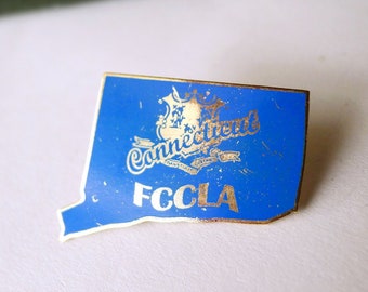 Vintage FCCLA Connecticut Pin, Connecticut FCCLA Jewelry, Old FCCLA Pin, Transtulit Sustinet, Family Career Community Leaders of America Pin