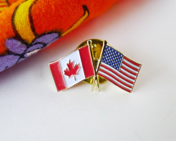 US Canada Crossed Flags Enamel Pin Flag Trading Pins Canada | Etsy