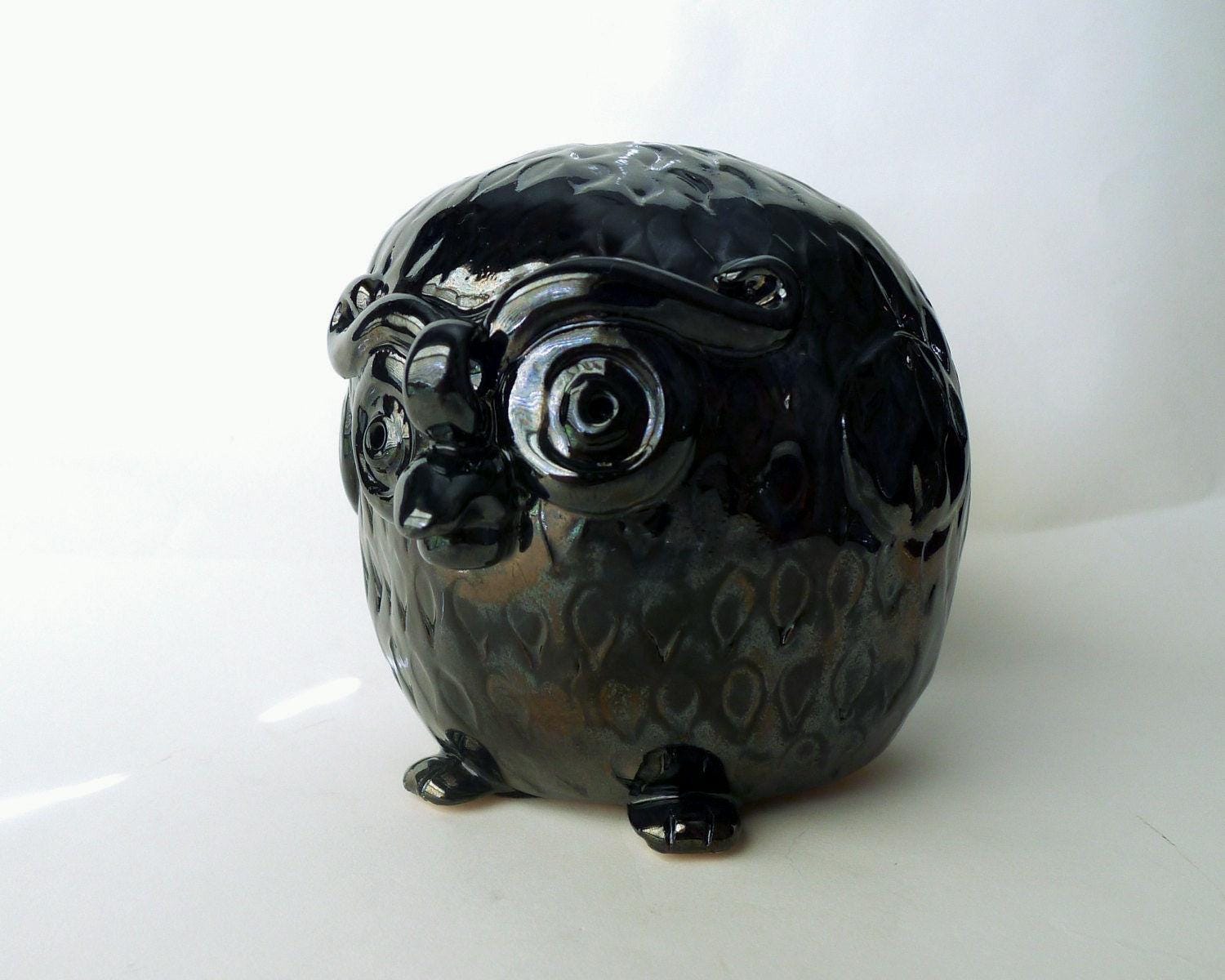 Black Owl Studio Pottery is a Wonderful Folk Art Ceramic Bird Figurine, Handmade Owl Lover Gift Arti