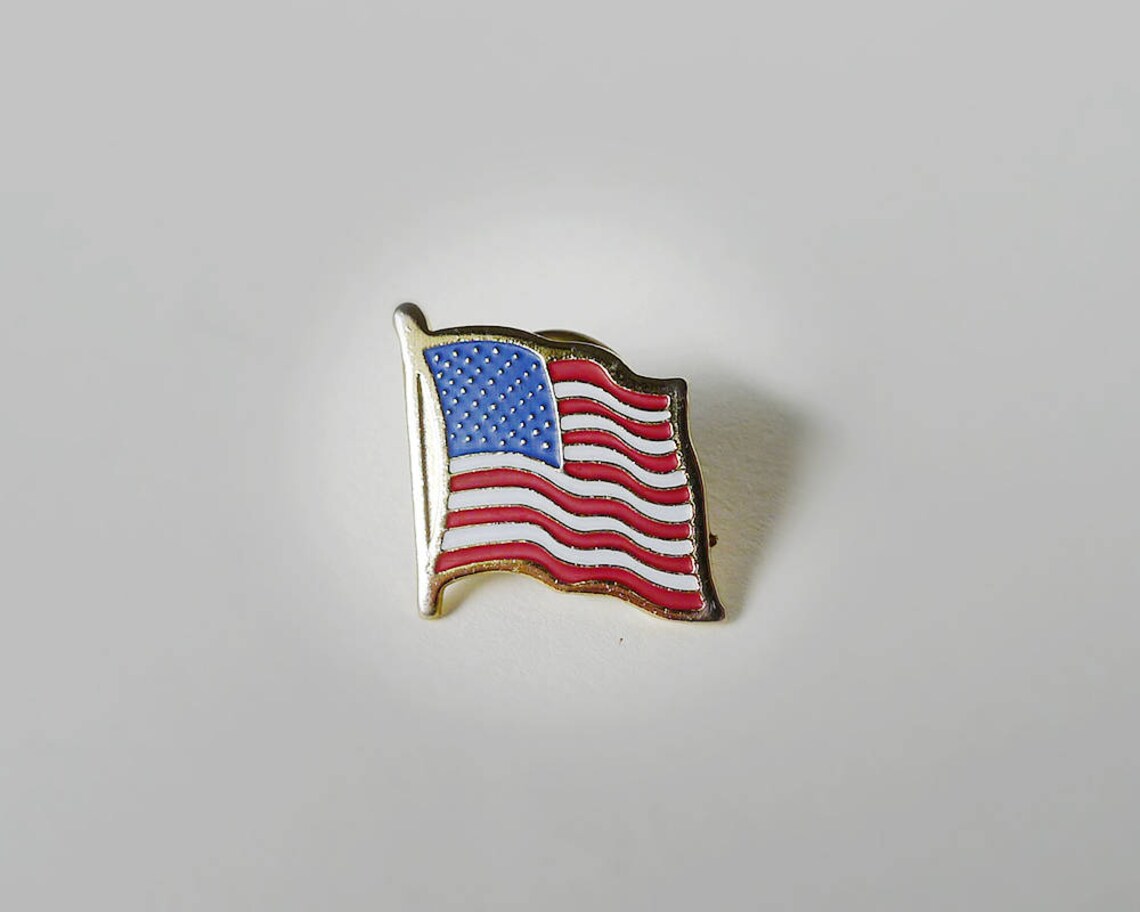 Flag Pin American Flag Enamel Flag Pin Enamel Red White Blue Etsy