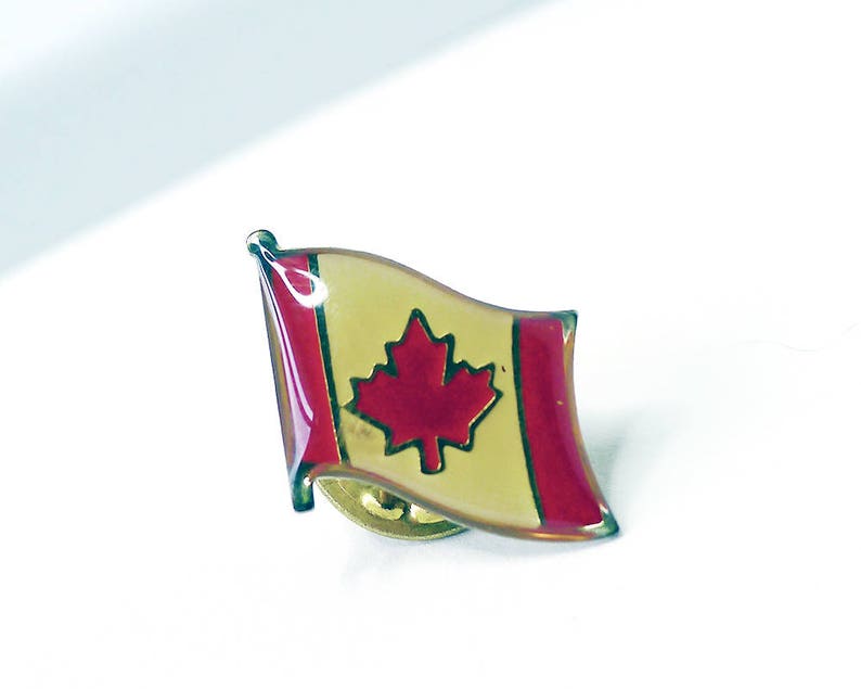 Enamel Canada Flag with Epoxy Coating Red Maple Leaf Flag Canadian Flag Pin One Leafed National Flag Canadian Maple Leaf l/'Unifoli\u00e9