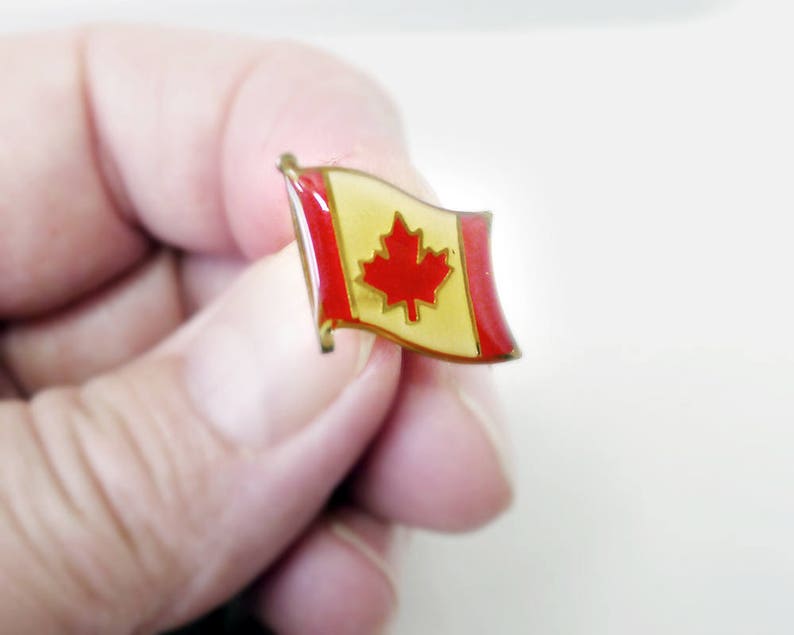 Enamel Canada Flag with Epoxy Coating Red Maple Leaf Flag Canadian Flag Pin One Leafed National Flag Canadian Maple Leaf l/'Unifoli\u00e9