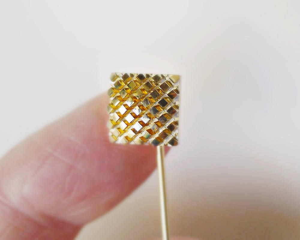 Gold Square Pin Square Stick Pin, Geometric Stick Pin, Gold Lattice Long Pin Vintage ...