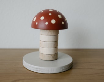 Wooden Mushroom Stacker - Montessori Toy, Cottage Core, Educational Toy