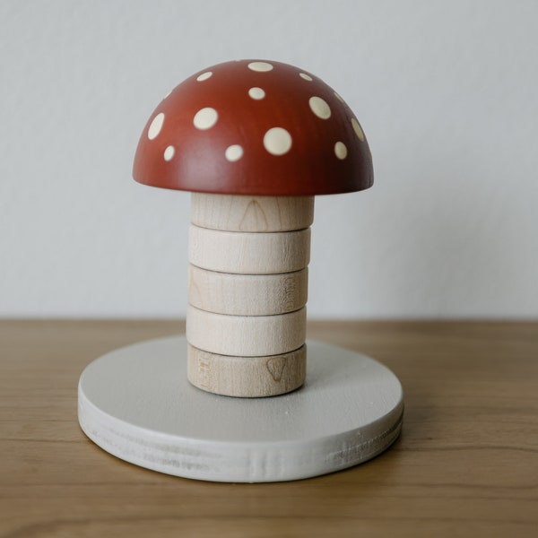 Wooden Mushroom Stacker - Montessori Toy, Cottage Core, Educational Toy