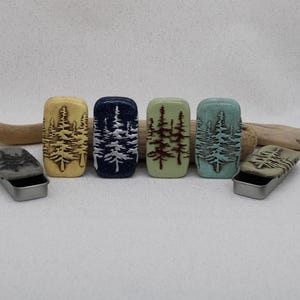 Sliding Pill or Stash Box "Alpine Forest, Redwood, Evergreen, Pine Tree, Nature, Hunting, Hiking"