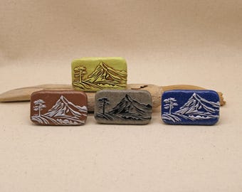 Hand Made Sliding Pill Box, Mountain Vista, Hiking, Outdoors Nature Design
