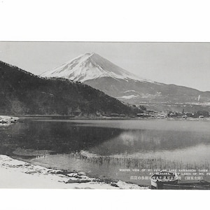 Vintage Postcard Winter View Mt Fuji Japan Black and White Photo Unused