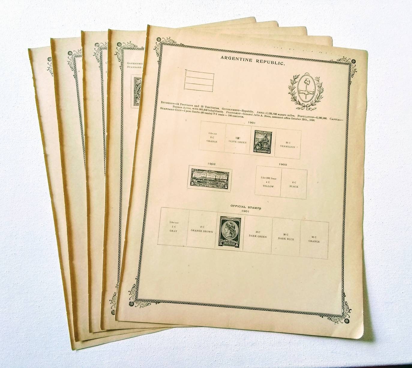 Stamp Collecting Album Pages From 1905 Set of 10 Pages Etsy