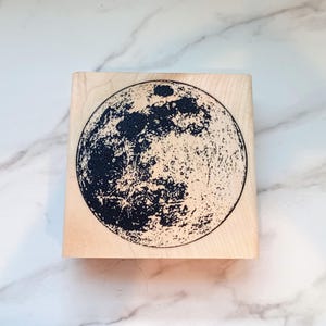 Full Moon Stamp Mounted on Wood Viv Las Vegas Stamps
