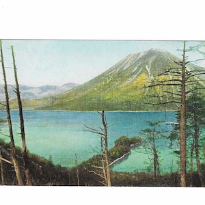 Vintage Postcard Mt Nantai Nikko Japan Tinted Color Unused