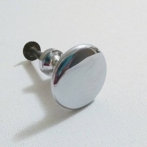 Vintage Polished Chrome Knob Single Listing (1) 1&quot; Diameter Vintage Drawer Pull Chrome Great Craft Supply DIY House Renovation