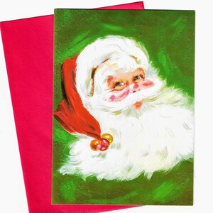 Vintage Christmas Card Classic Santa Claus with Red Envelope