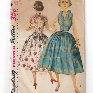 Vintage Sewing Pattern 1950s Junior Misses One Piece Dress Size 12