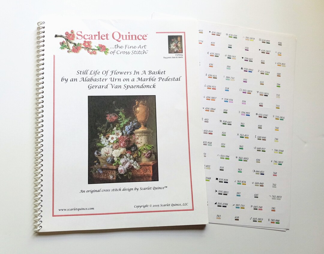 Scarlet Quince Cross Stitch Pattern Still Alife of Flowers in Etsy