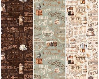 Coffee Time Text from Coffee Time - by the half yard - 100% Cotton
