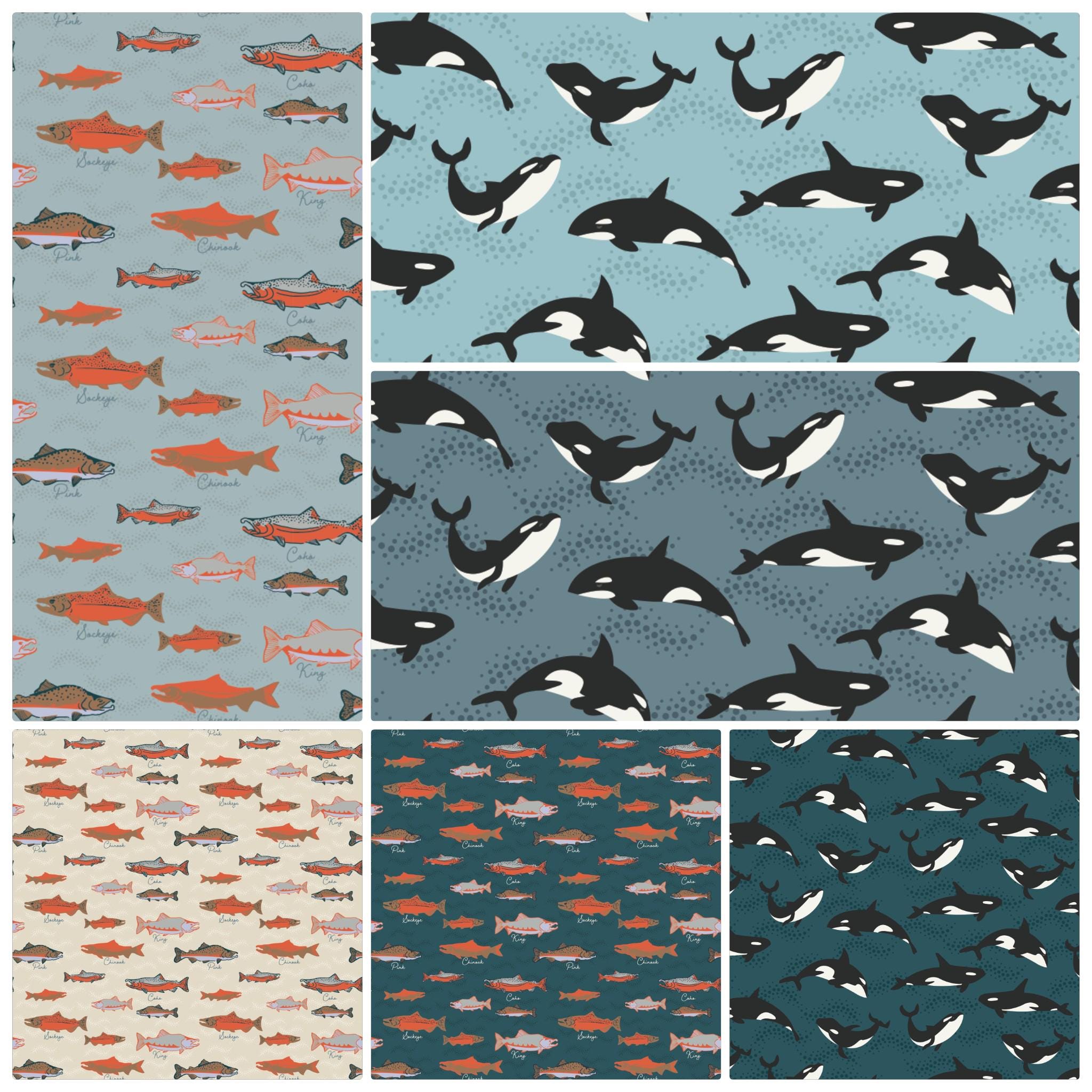 Salmone, lontra o orca dell'Alaska - a mezzo metro - 100% cotone