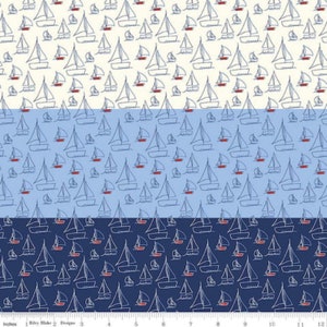 Red White & Bang! Sailboats by Sandy Gervais - by the Half Yard