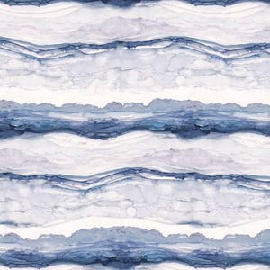 May include: Abstract watercolor pattern in shades of blue and white. The design features horizontal bands with a flowing, marbled effect, creating a textured, wave-like appearance. The color palette includes various tones of blue, from light to deep, and white.