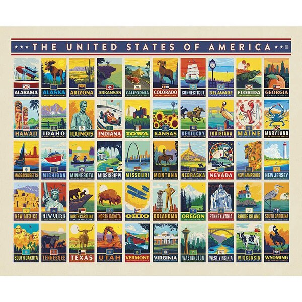 United States Anderson Design Group Destinations - 100% cotton fabric - by the panel