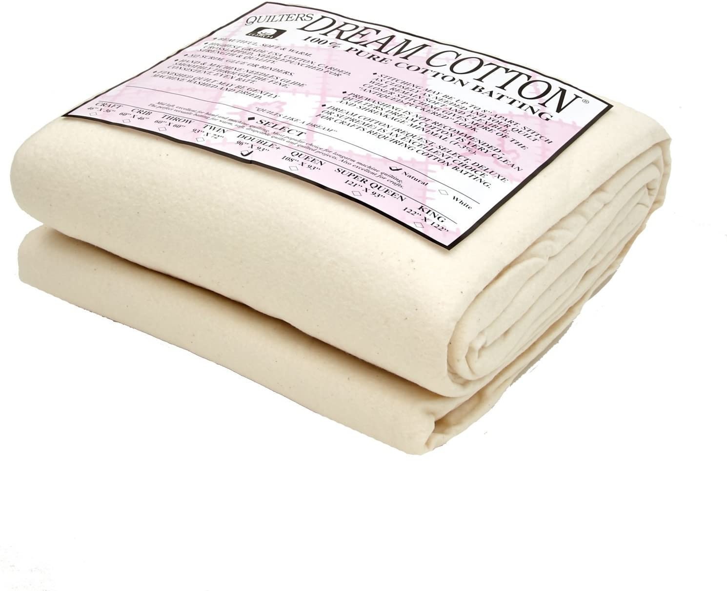 Pellon Natural Cotton Quilting Batting, off-White 90 x 30 Yards by the Bolt
