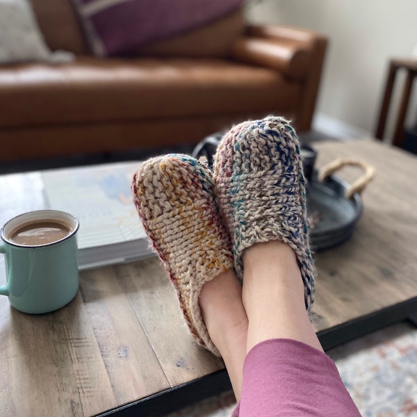 Pantuflas de lana hechas a mano - Variedad de colores y tallas - Para hombre y mujer - Cálidas y cómodas - Tejidas a mano en Canadá - Calcetines pantufla