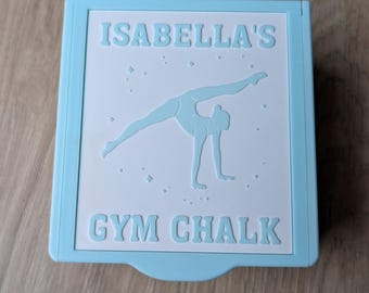 3D printed personalised Gymnastic chalk block holder.