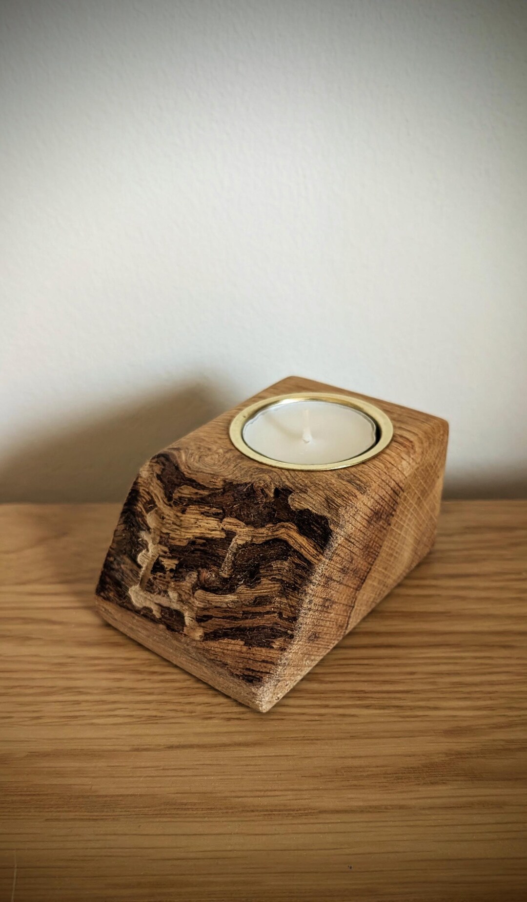 Oak Live Edge Tea Light Candle Holder Etsy