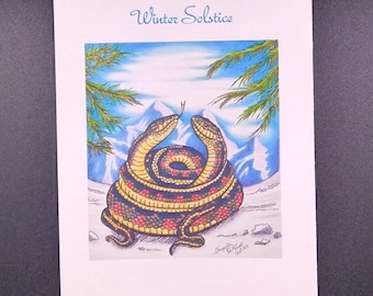 Garter Snakes Colored Pencil Postcard