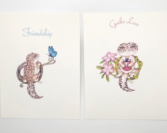 Leopard Gecko Greeting Postcard Set
