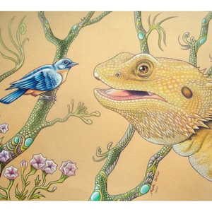 Bearded Dragon Fantasy Art Print - The Encounter