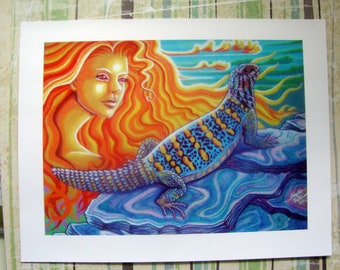 Uromastyx Lizard Fantasy Art Print - Sun and Uro