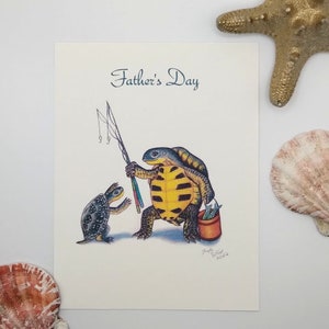 Carte postale tortue mignonne pour la fête des pères