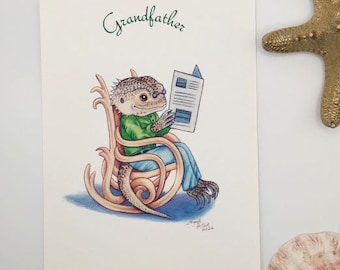 Grandfather Bearded Dragon Postcard