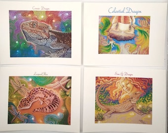 Bearded Dragon & Leopard Gecko Art Postcards